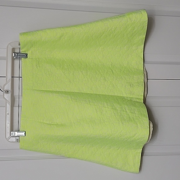 J Crew Factory Size 12 Jacquard Fluorescent / Neon Yellow-Green A-Line Skirt - Picture 1 of 10